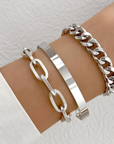 Bracelet Punk Chaîne Plate Serpent - 3