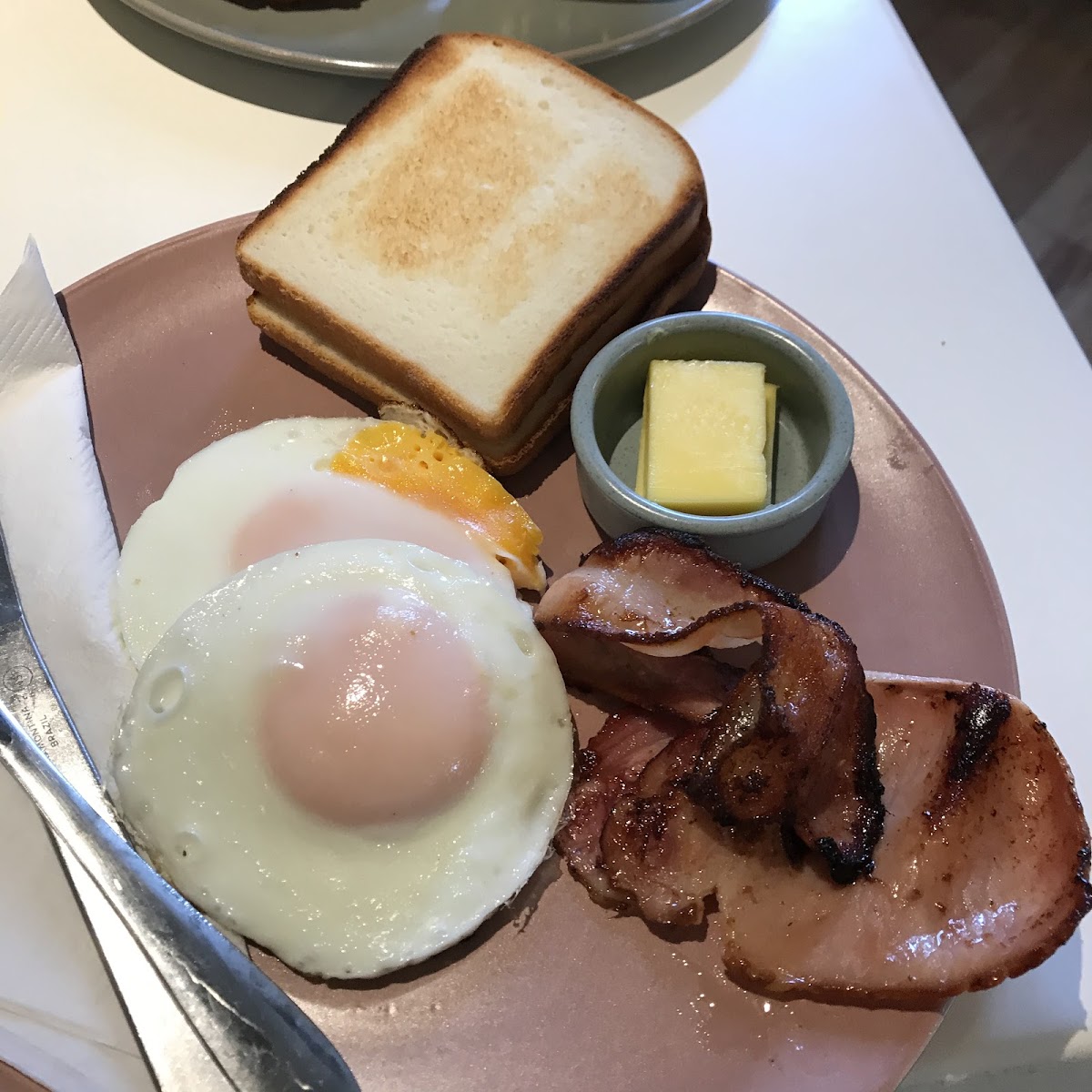 Bacon, eggs and GF toast