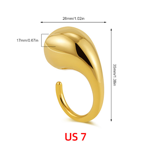 Title 8, Simple Glossy Decorative Water Drop Ring. A bea...