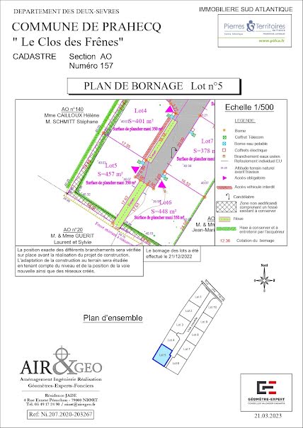 Vente terrain  457 m² à Prahecq (79230), 51 000 €