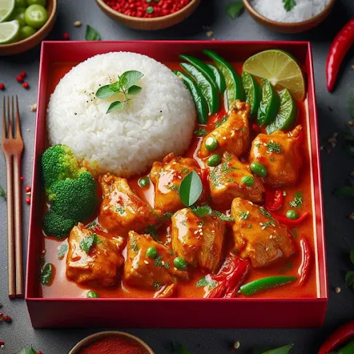 Thai Red Curry Chicken With Steamed Rice