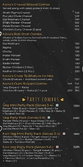 Nona's Kitchen menu 