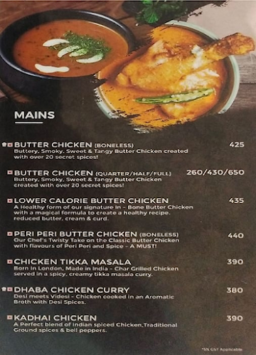 Butter Chicken Factory menu 