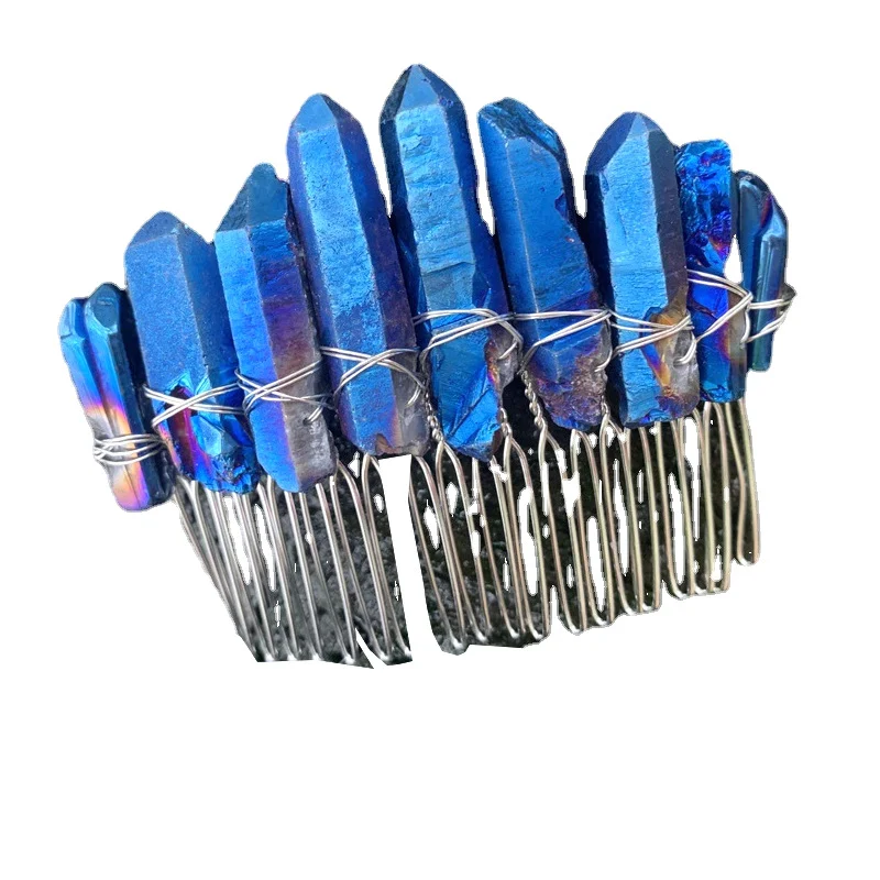 Peigne à cheveux de mariage en cristal naturel argenté, 20 dents, sublime accessoire de coiffure pour un look de mariée parfait.