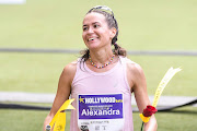 Alexandra Morozova wins the women's race of the 2022 Comrades Marathon at Moses Mabhida Stadium in Durban on August 28 2022.