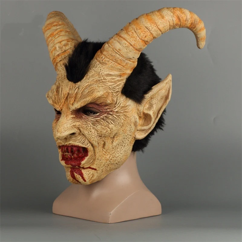 Máscara de látex de Lucifer con rostro humano, realista, ideal para disfraces y cosplay. Aterradoramente detallada, perfecta para Halloween.