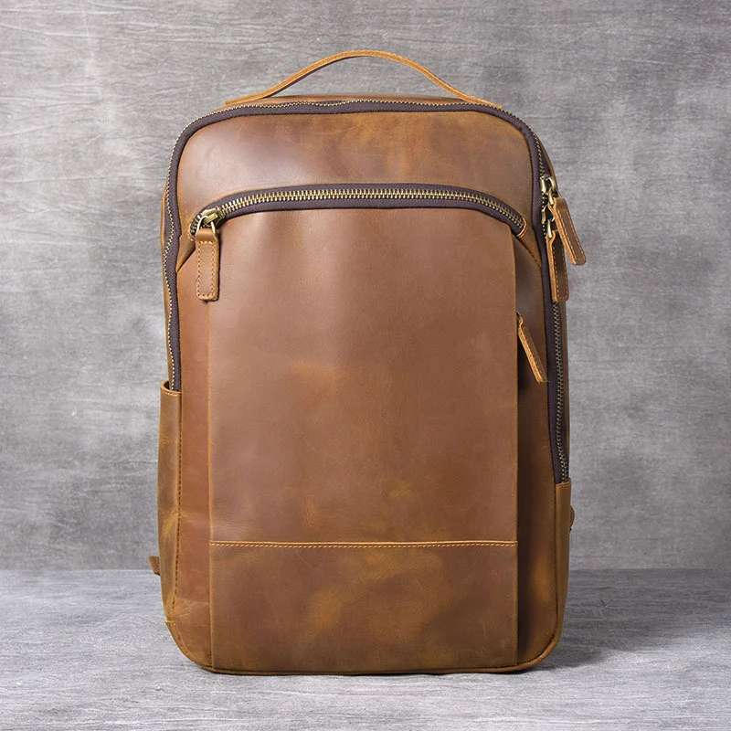 Bolsa para computador masculina de couro de primeira camada, design elegante, durável e com amplo espaço interno para seus pertences e notebook.
