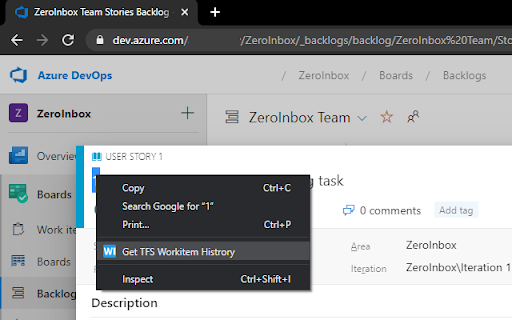 Azure DevOps workitem info