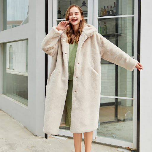 Title 9, Womens Faux Fur Long Hooded Faux Rabbit Plush ...