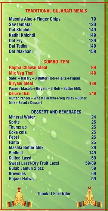 Ashok Healthy Food Kitchen menu 