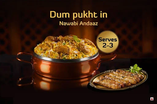 Nawabi Handi Dum Biryani With Non-Veg Kebab Combo (Serves 2-3)