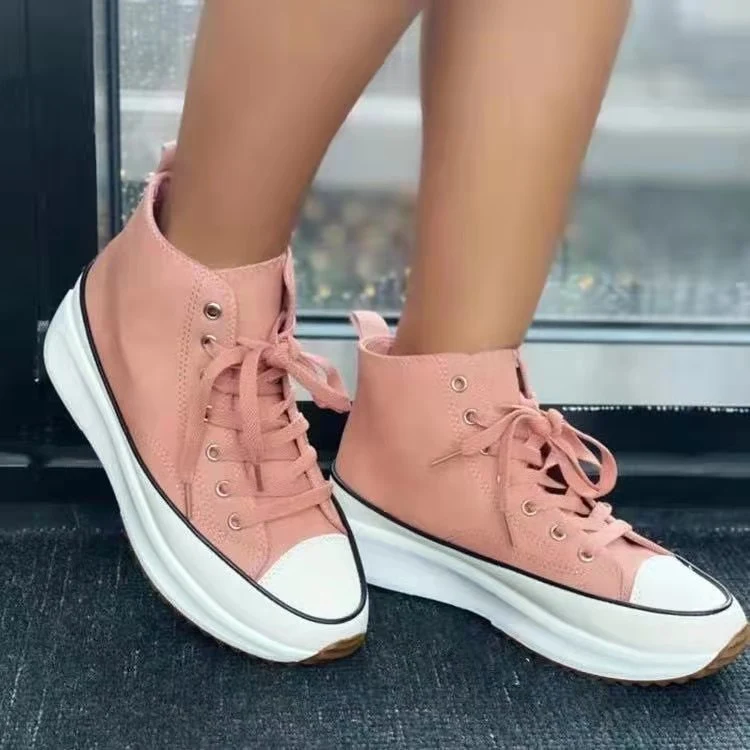 Damen High-Top-Plateauschuhe Herbst Casual. Bequeme und stylische Schuhe für Frauen. Modischer Look für den Alltag und Freizeit.