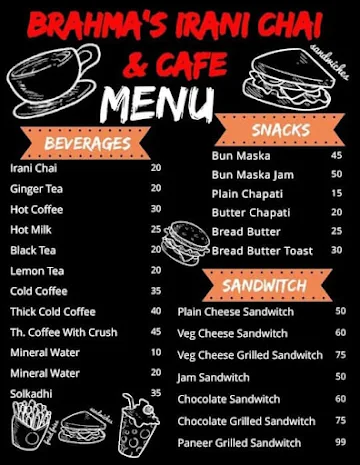 Brahma's Irani Chai & Cafe menu 