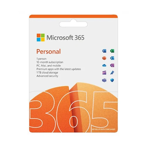 Phần mềm Microsoft 365 Personal -12 tháng - Dành cho 1 người - 5 thiết bị/tài khoản - Word, Excel, PowerPoint - 1TB OneDrive (Key vật lý)