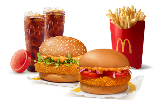 McSpicy Paneer Burger + McAloo Tikki Burger + Fries (L) + 2 Coke