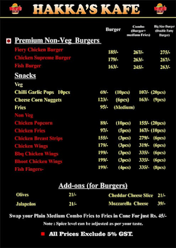 Hakkas Kafe menu 