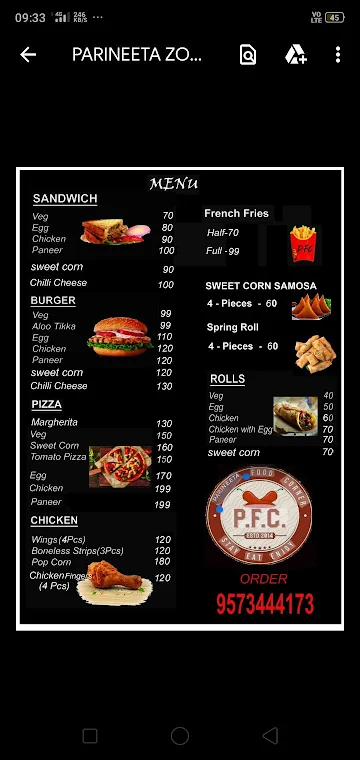 Pfc menu 