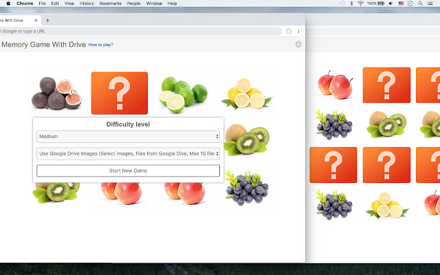 Memory Game With Drive chrome extension