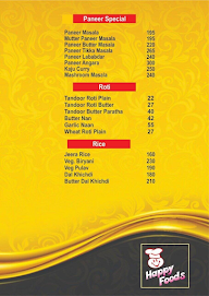 Happy Foods menu 3