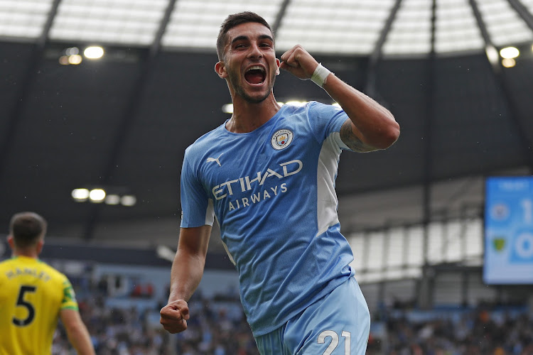 Ferran Torres celebrates in recent match after scoring