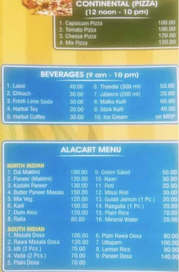 Govinda's Restaurant menu 