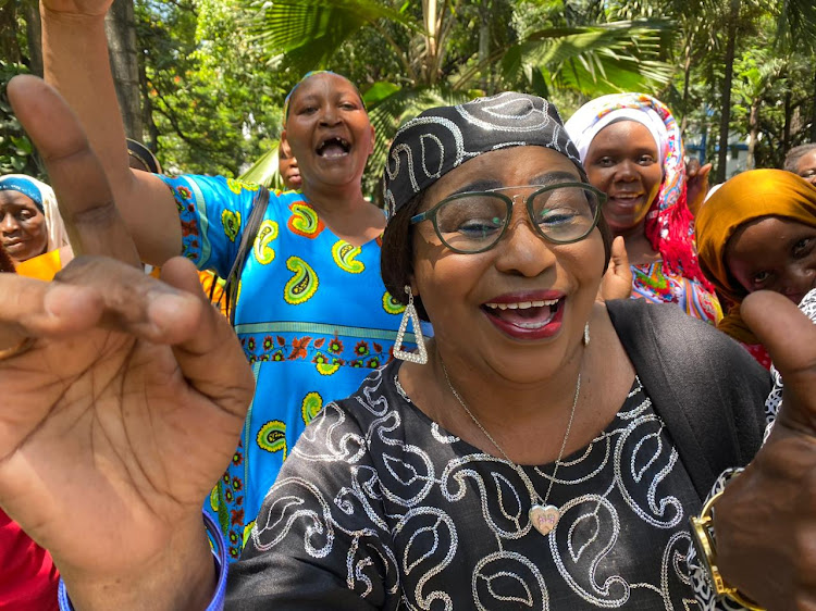 Political activist Bizena Swaleh leads demonstrations in support of Nairobi Governor Mike Sonko in Mombasa on Friday, November 8, 2019