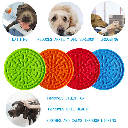 Title 6, Suction Cup Pet Licking Mat, Silicone Slow Feed...
