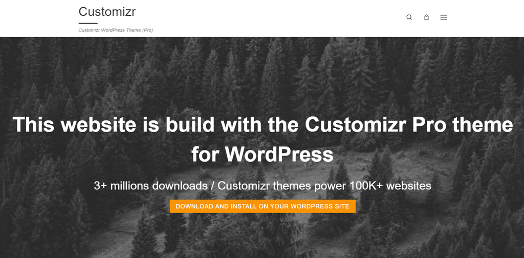 Exemplo de site com o tema Customizr do WordPress 