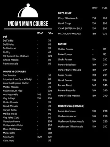 Ka10 Kitchen menu 