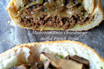 Mushroom Swiss Cheeseburger Stuffed French Bread