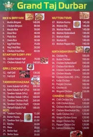 Grand Taj Durbar menu 1