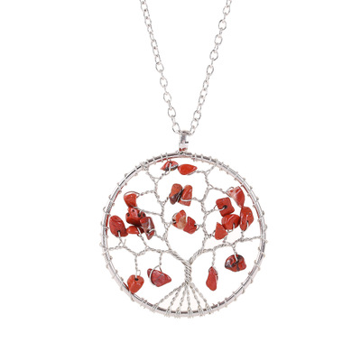 Title 1, Gravel white k winding life tree necklace