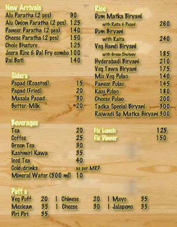 Tadka Flavors menu 