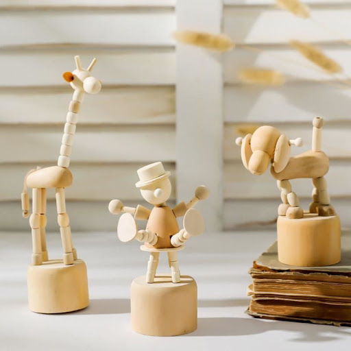 Title 4, Wooden Small Animal Mini Desktop Decoration, Cr...
