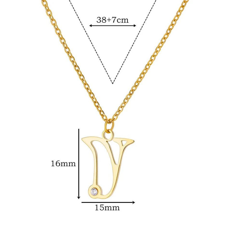 Colar com pingente de letra vazada simples em aço inoxidável para meninas de minorias Enfeite delicado e elegante, um presente ideal para mulheres