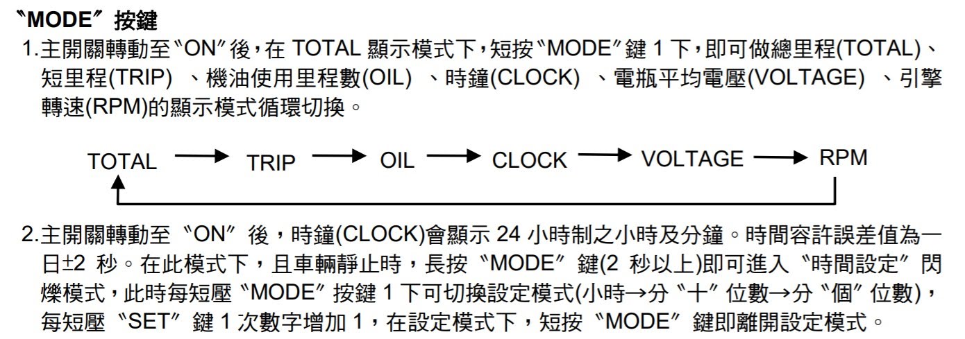 SYM JET 125 三陽機車 - 如何調整儀表板時間