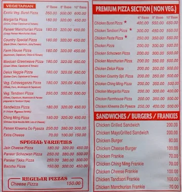 The Pizzaman menu 