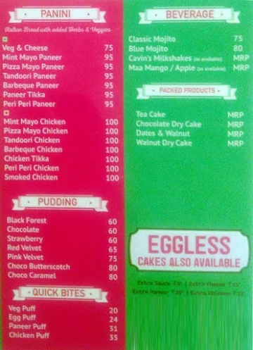 CK's Bakery menu 