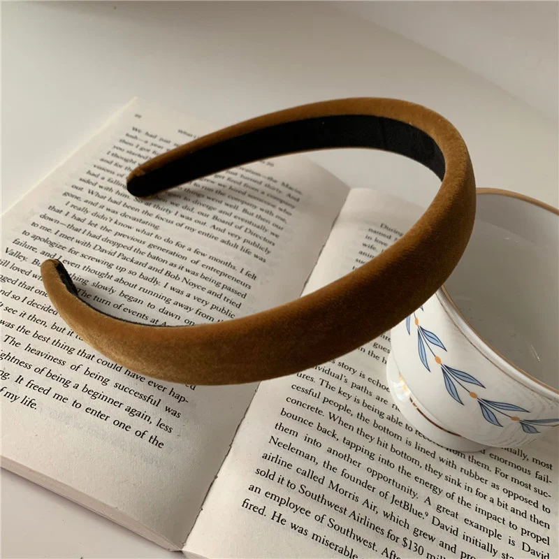 Retro Satijnen Hoofdband met Spons, Effen Kleur, Franse Stijl, Eenvoudig en Breed, Haaraccessoires voor Dames