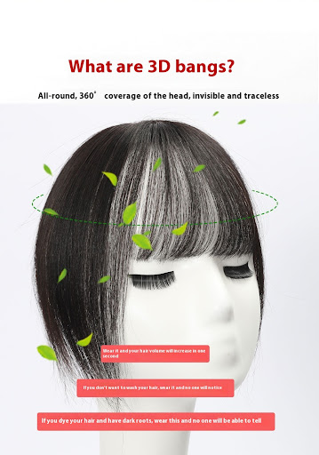 Title 10, 3D French Air Bangs Wig Set Female Seamless Hea...