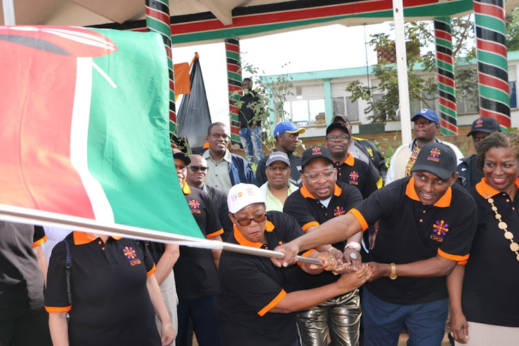 Nairobi Governor Mike Sonko during the official kick-off of the Power March aimed at raising awareness for this week’s International Conference on Population and Development, ICPD25.