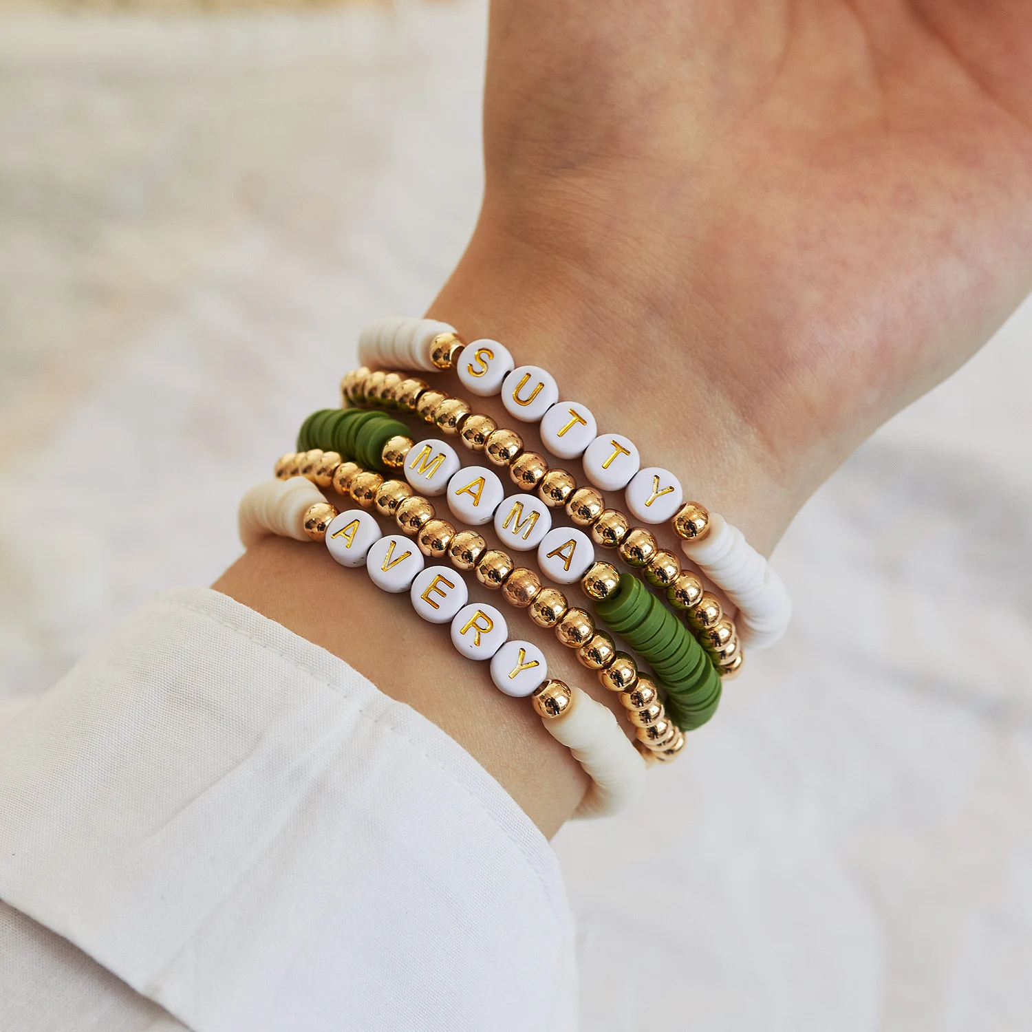 Title 5, Ensemble de bracelets femme avec perles rondes ...