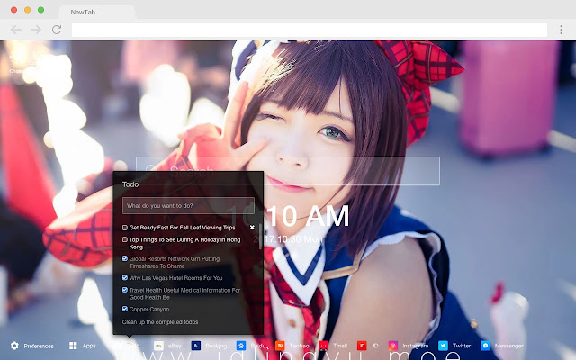 Beauty coser HD pop cute new tab page theme