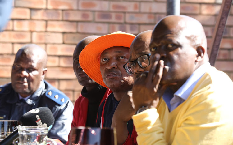 Kenny Kunene at the negotiations on Wednesday to end the conflict between e-hailing and taxi drivers in Soweto.