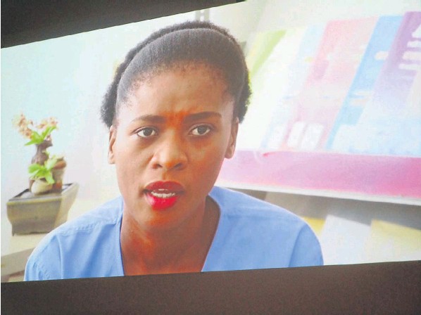 Nolubabalo Nobanda appears in a video screened by the NMU chapter of Amnesty International at the university