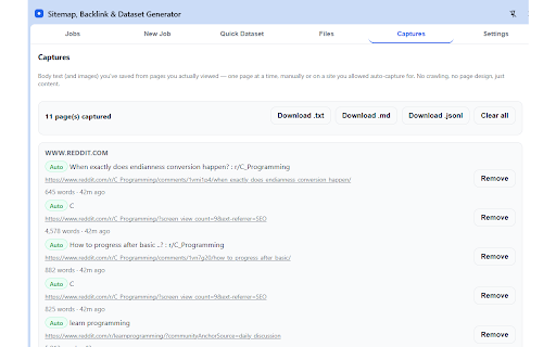 Sitemap, Backlink & Dataset Generator screenshot 1