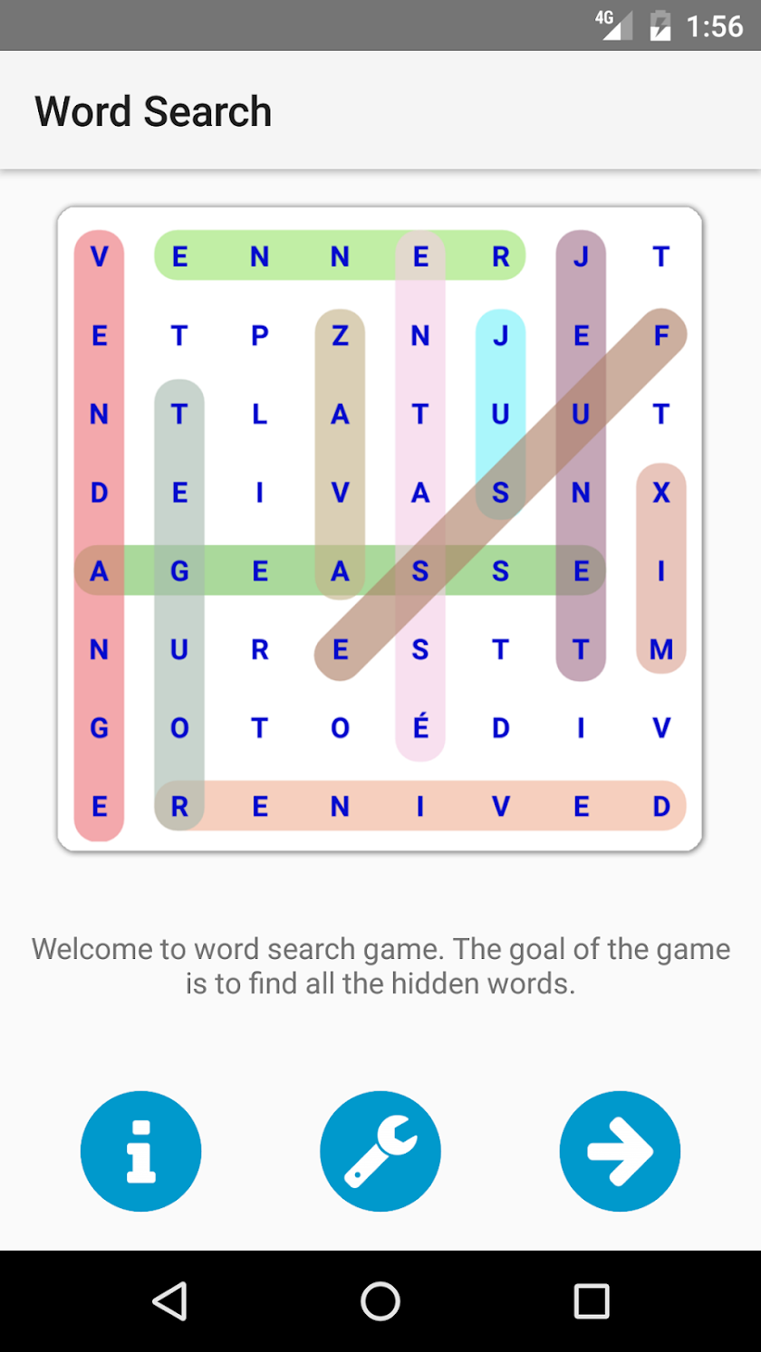 Word Search Puzzle Screen 1