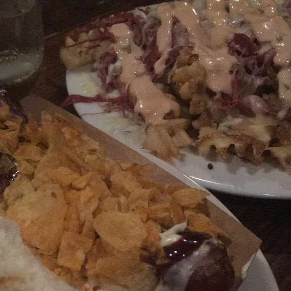 The Stag & Rueben fries. SO delish!! And very celiac friendly. I just ate half of the bun but I really liked it.