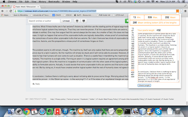 Canvas Discussion Post Length Checker chrome extension