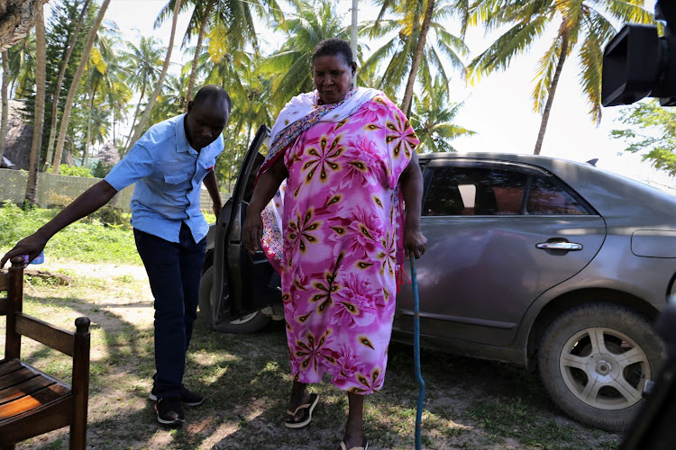 Abel Kulei and his mother Phillister Kiptoo at their farm in Kanamai on Saturday